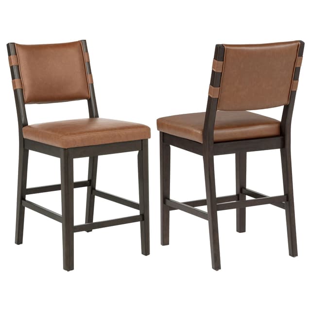 Tegan Faux Leather Upholstered Counter Height Chair Cognac (Set of 2) — photo 1