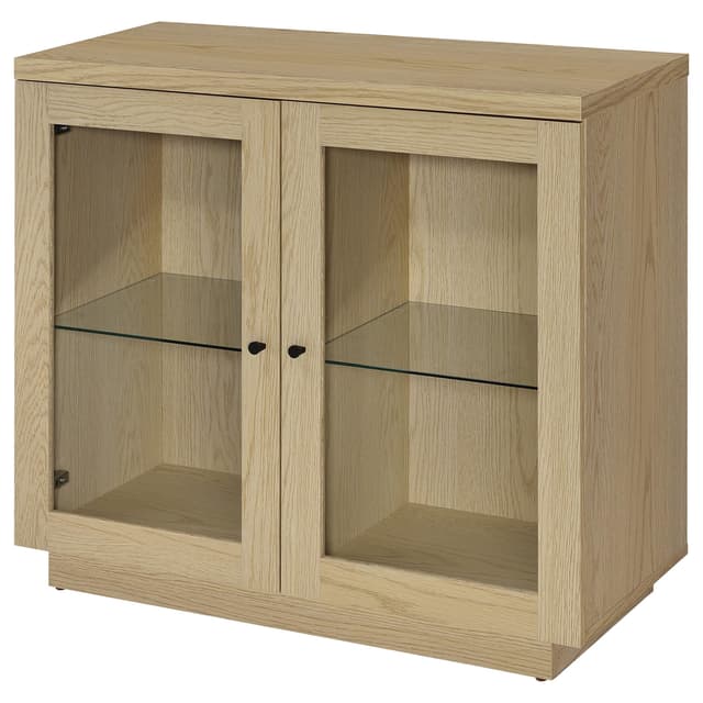 Tilbury 2-door Glass Front Accent Display Cabinet Light Oak — photo 5