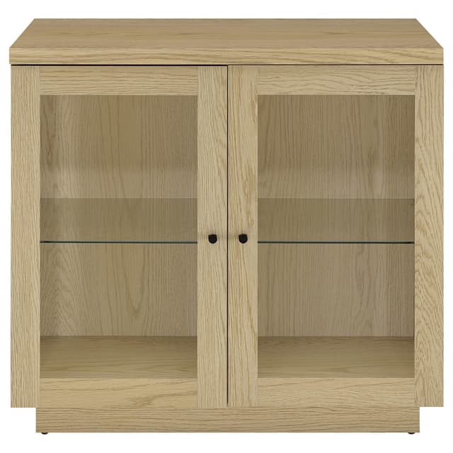 Tilbury 2-door Glass Front Accent Display Cabinet Light Oak — photo 4