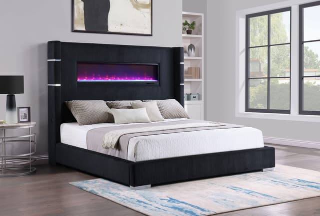 Tisdall Upholstered Flame Visualizer Wingback Bed — photo 2