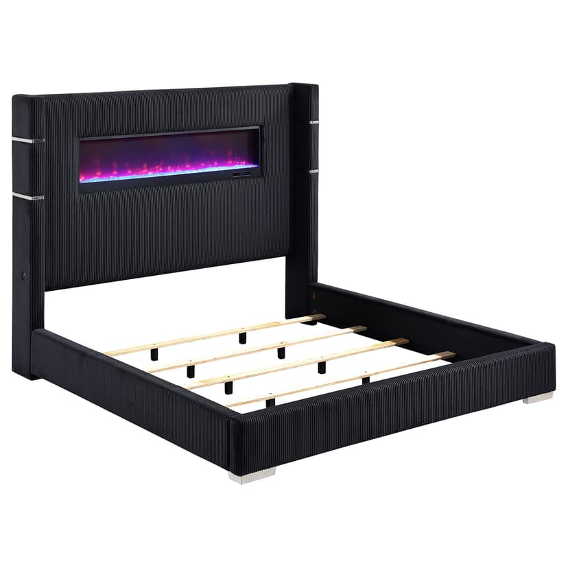Tisdall Upholstered Flame Visualizer Wingback Bed