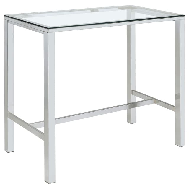 Tolbert 47-inch Rectangular Tempered Glass Top Bar Table Chrome — photo 1