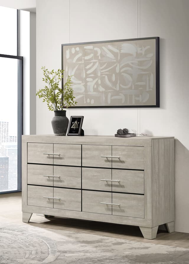 Trenton 6-drawer Bedroom Dresser Rustic Cream — photo 2
