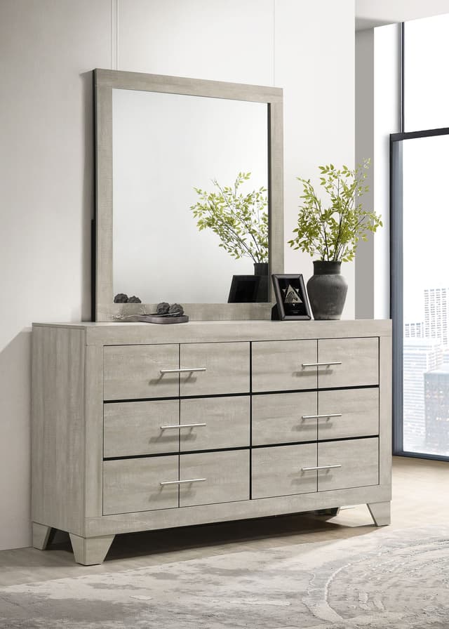 Trenton 6-drawer Bedroom Dresser With Mirror Rustic Cream — photo 2