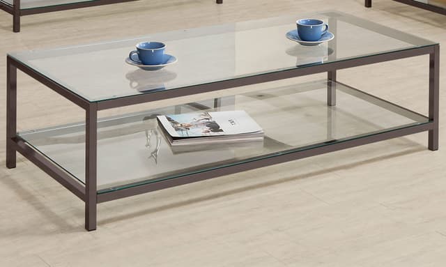 Trini 1-shelf Glass Top Coffee Table Black Nickel — photo 2