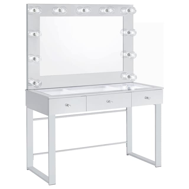Umbridge 3-drawer Vanity Set with Lighting Chrome and White — photo 1