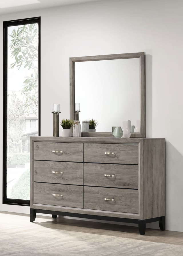 Valen 6-drawer Bedroom Dresser and Mirror Light Taupe — photo 2