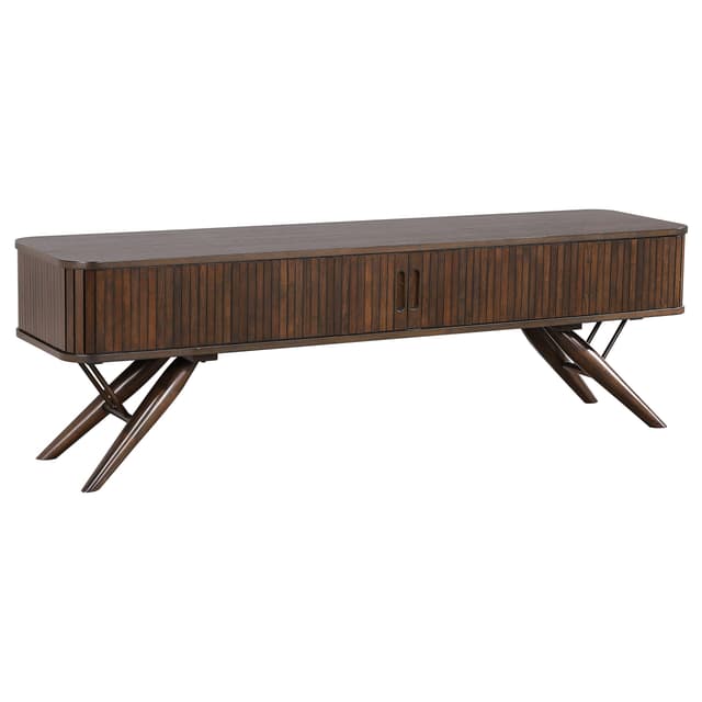 Valna Wood 71-inch TV Stand with Sliding Doors Walnut — photo 1