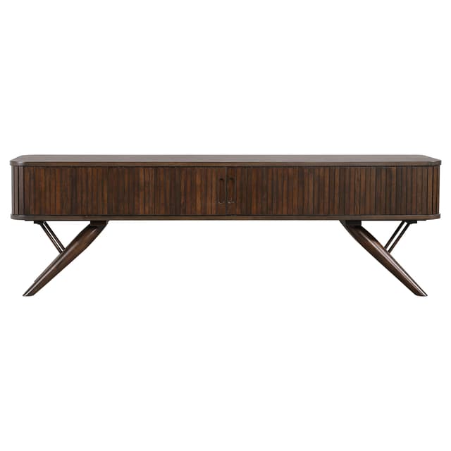 Valna Wood 71-inch TV Stand with Sliding Doors Walnut — photo 4
