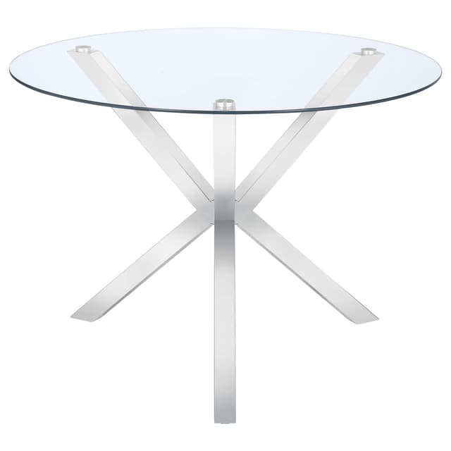 Vance Round 41-inch Glass Top Asterisk Dining Table Chrome — photo 1