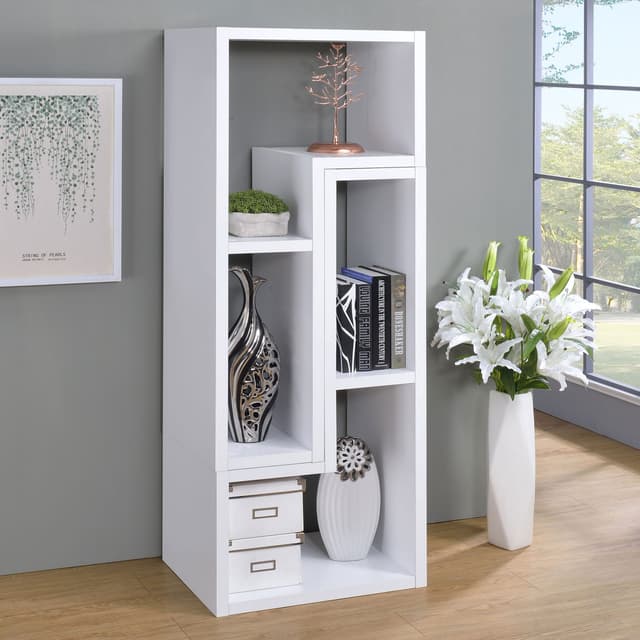 Velma Multipurpose TV Stand and Bookshelf White — photo 3