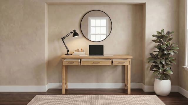 Vermes 55-inch 3-drawer Writing Desk with Power Outlet Light Ash — photo 3