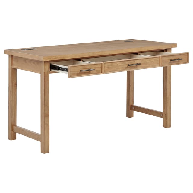 Vermes 55-inch 3-drawer Writing Desk with Power Outlet Light Ash — photo 4
