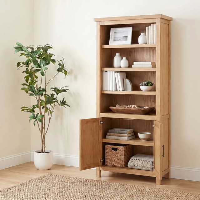 Vermes 72-inch 2-door Home Office Cabinet Bookcase Light Ash — photo 3