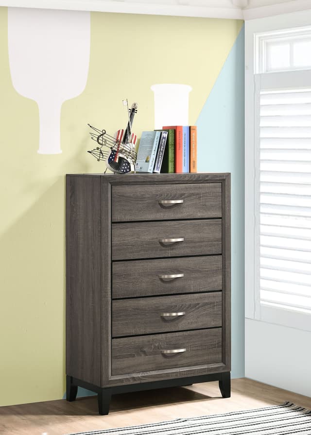 Watson 5-drawer Bedroom Chest Grey Oak — photo 2