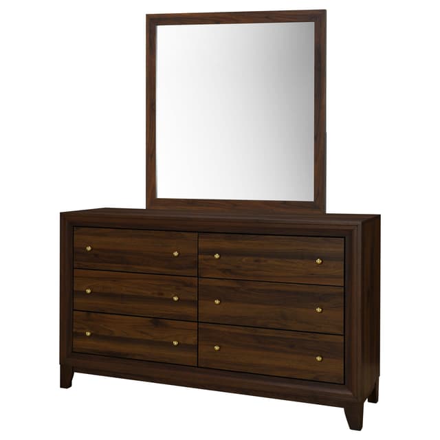 Welsley 6-drawer Dresser and Mirror Walnut — photo 4