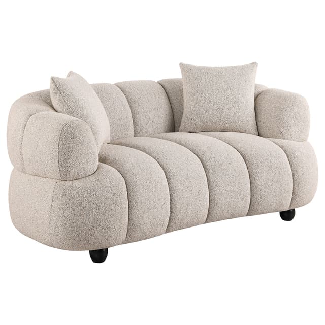 Whitney Contemporary Channel Tufted Woven Fabric Upholstered Loveseat — photo 1