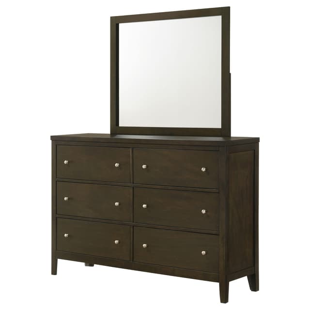 Wilkes 2-Piece Transitional 6-Drawer Dresser with Mirror Dark Cocoa — photo 4