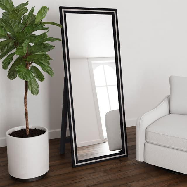 Windrose 28 x 67 Inch Tempered LED Standing Mirror Black — photo 2
