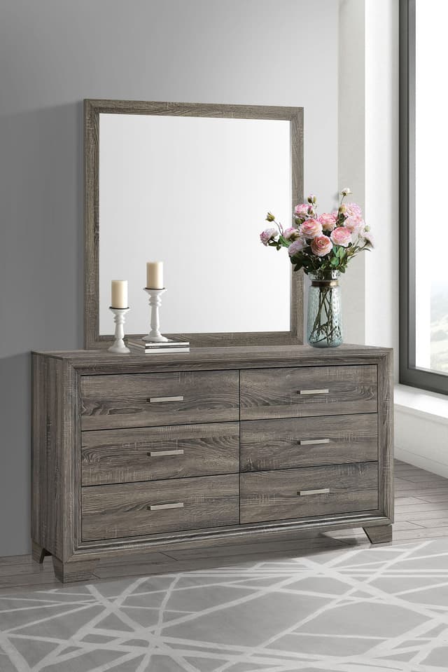 Wright 6-drawer Dresser and Mirror Brown Oak — photo 2