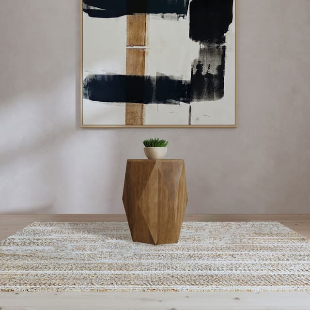 Zalika Hexagonal Solid Mango Wood End Table Natural — photo 2