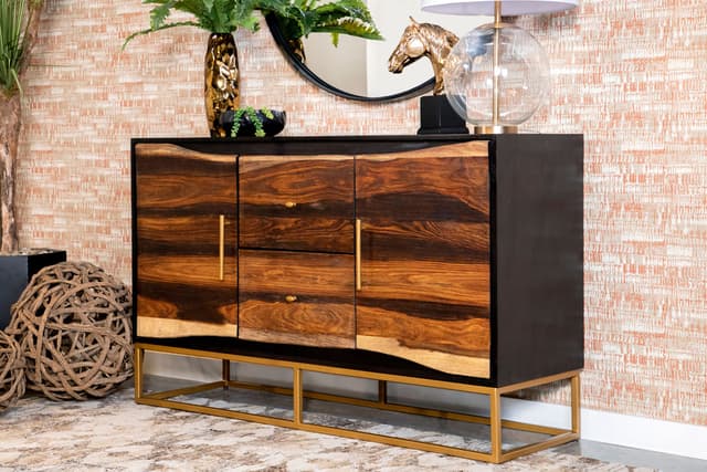 Zara 2-door 57-inch Wood Accent Storage Cabinet Black Walnut — photo 2