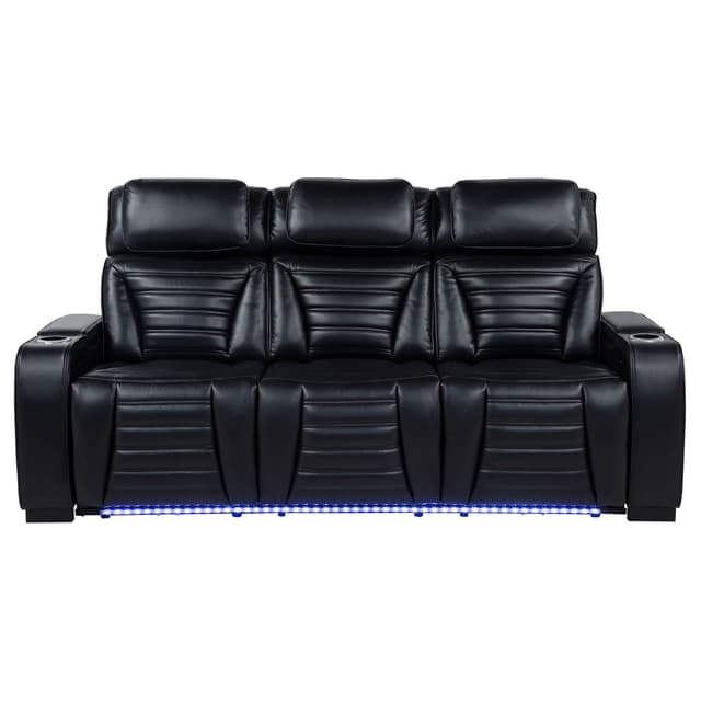 Zuma Dual Power Reclining Sofa with Reading Lights and Storage Black — photo 5