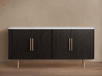 Modern 4-Door Sideboard with Sintered Stone Top, Black and Gold
