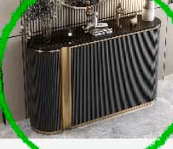 Black and Gold Lattice-Door Sideboard with Sintered Stone Top