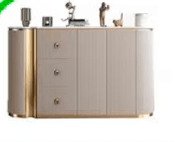 Cream 3-Drawer Lattice-Door Sideboard with Sintered Stone Top