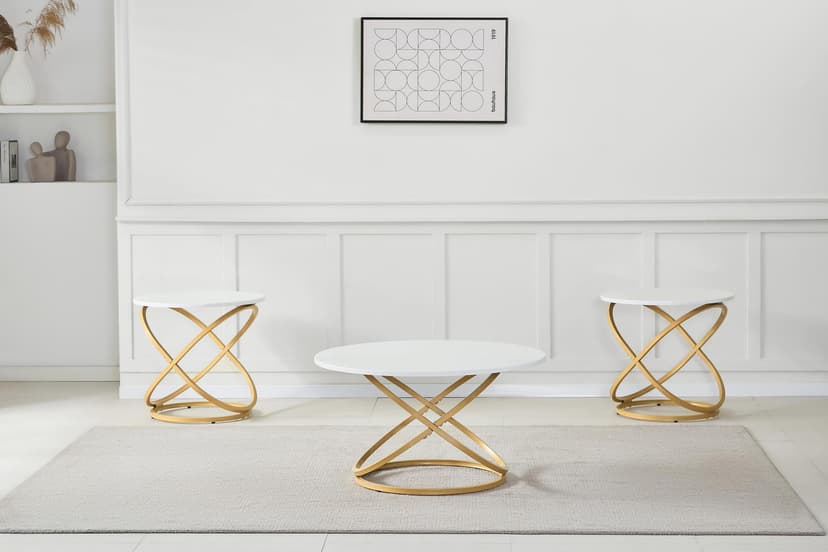 Orbit - 3 Pc Occasional Set - White & Gold