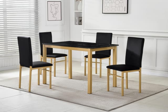 Aurora - 5pc Dining Set - Black & Gold — photo 1