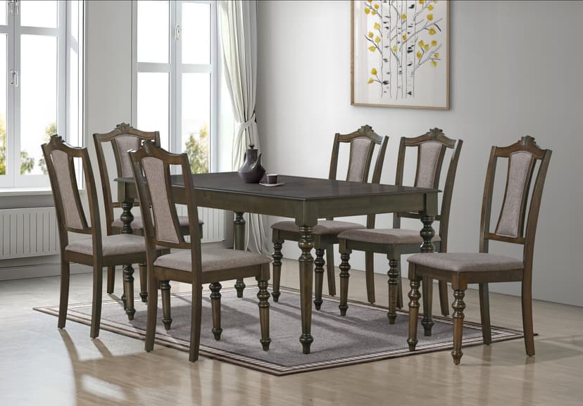 Salvatore - 7 Pcs Dining Set - Rustic Brown