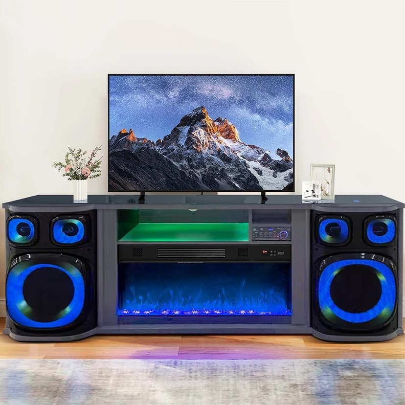 Onyx Beats - TV Stand with Fireplace & Speaker