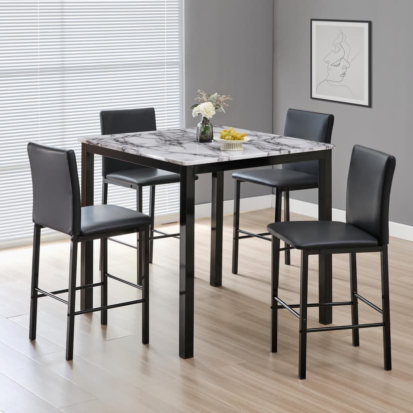 Cararra - 5 Piece Pub Set - White