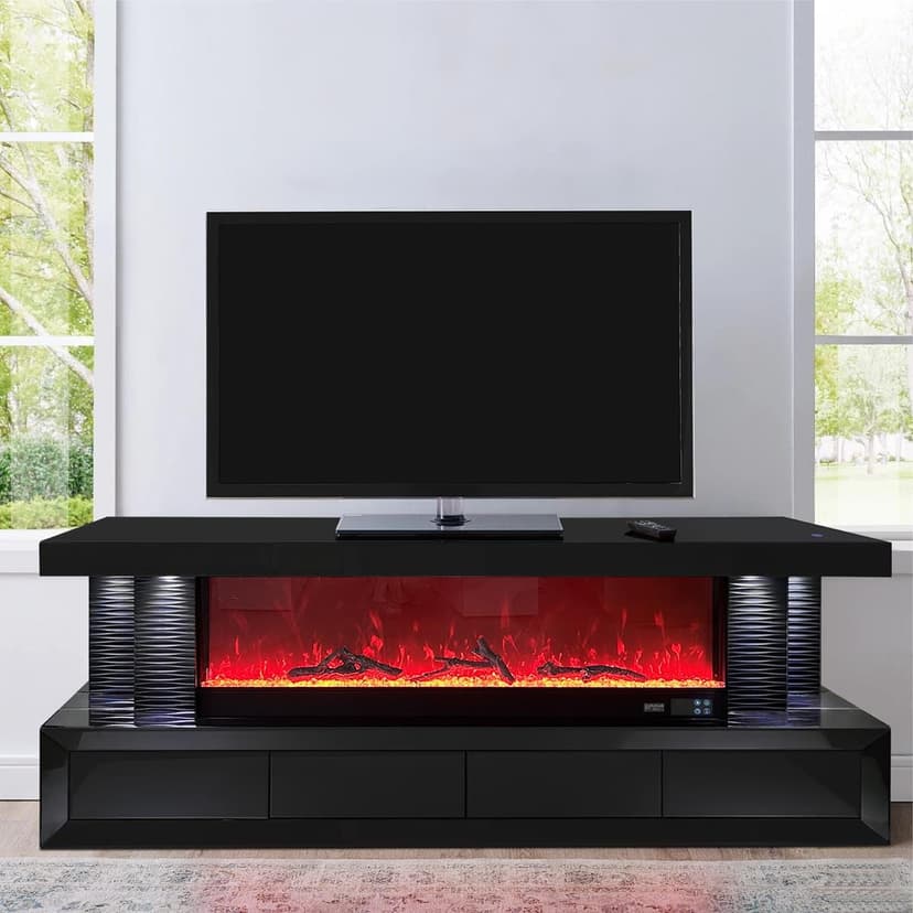 Linx - Fireplace / TV Stand - Black