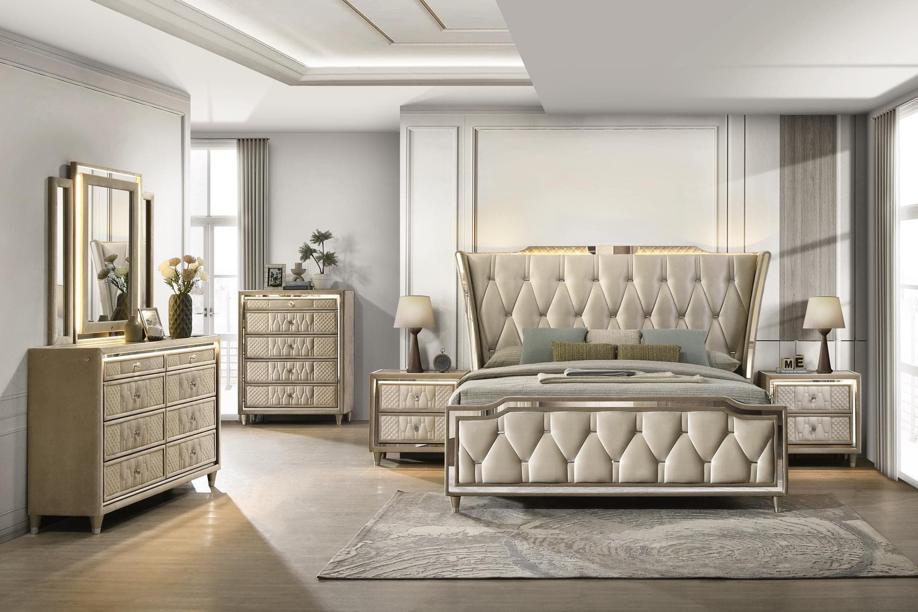 Crystal Peaks - King Bed - Beige