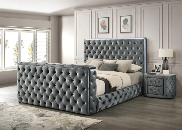 Diane - King Bed - Grey — photo 1