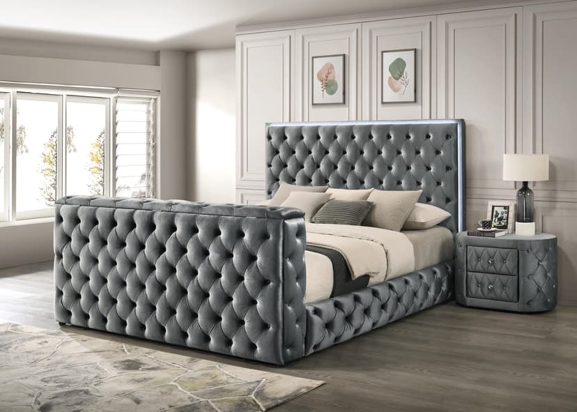 Diane - King Bed - Grey
