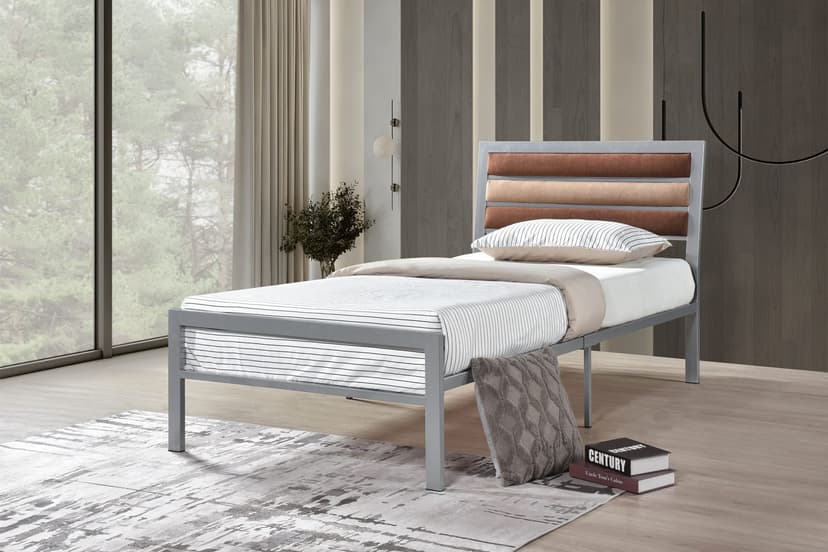 Clinton - Twin Bed - Silver