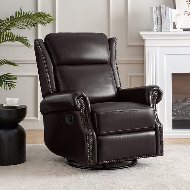 Albert Genuine Leather Manual Swivel Glider Recliner — photo 2
