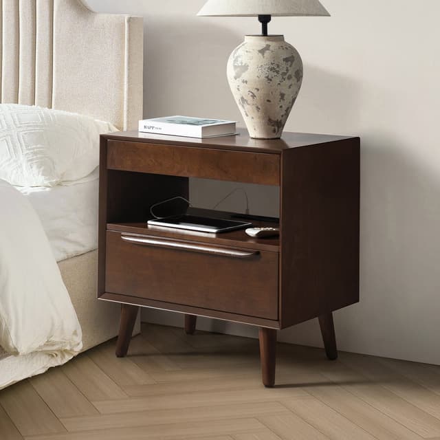 Valentin 2-Drawer Nightstand with Built-In Outlets — photo 2