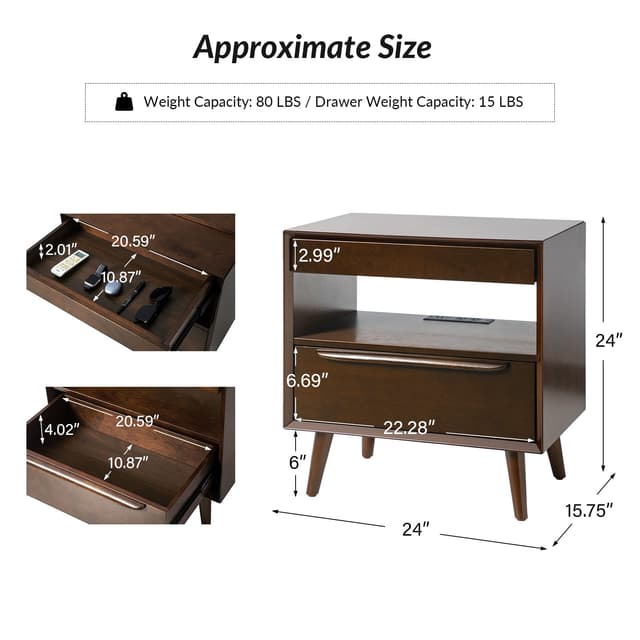 Valentin 2-Drawer Nightstand with Built-In Outlets — photo 10