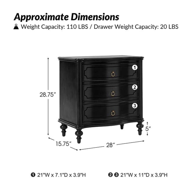 Alois 3-Drawer Nightstand — photo 6