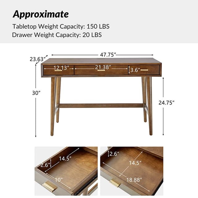 Erich Modern Computer Desk with USB — photo 6