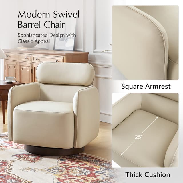 Othon Swivel Chair-IVORY — photo 7