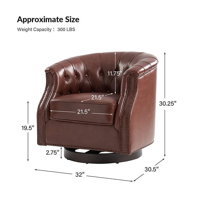 Veitin Chesterfield Rocker and Swivel Genuine Leather Chair — photo 6