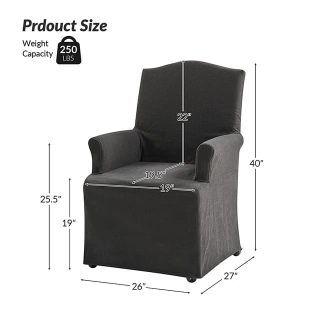 Kanrad Slipcover Dining Chair with Casters — photo 6