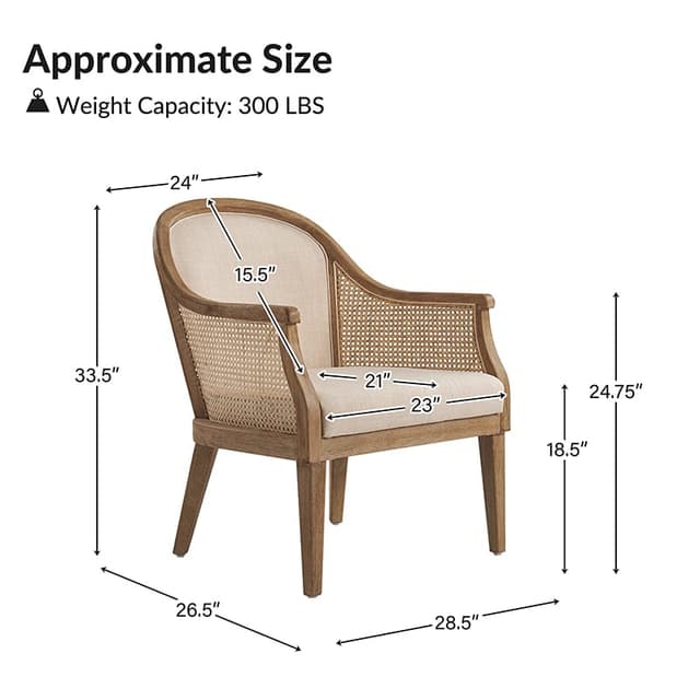 Xaver Farmhouse Rattan Solid Wood Armchair — photo 6