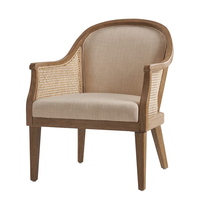 Xaver Farmhouse Rattan Solid Wood Armchair